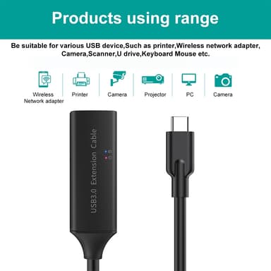 NÖRDIC aktiv 5m USB-C 3.0 SuperSpeed 5Gbps forlengelseskabel hann til hunn