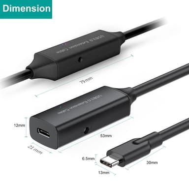 NÖRDIC aktiv 5m USB-C 3.0 SuperSpeed 5Gbps forlengelseskabel hann til hunn