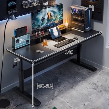 Ergonomisk Hev- og Senkbart Skrivebord 140x60 cm – Justerbar Høyde 60-85 cm, Svart