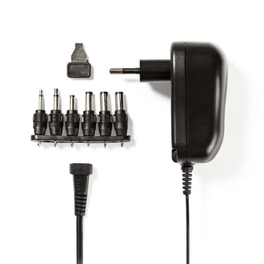Nedis Universal AC strømadapter | 12 W | 3 - 12 V DC | 1.80 m | 2.0 A | 6 plug(s) | Sort