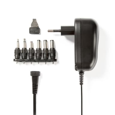 Nedis Universal AC strømadapter | 12 W | 3 - 12 V DC | 1.80 m | 2.0 A | 6 plug(s) | Sort