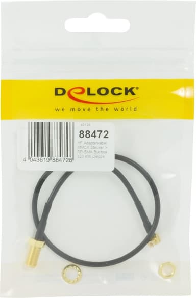 DeLOCK adapter, MCX ha - RP-SMA ho, 0,3m, svart