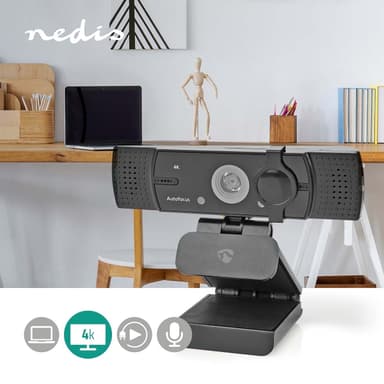 Nedis Webkamera | Full HD@60fps / 4K@30fps | Autofokus | Built-In Microphone | Sort