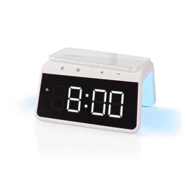 Nedis Alarm clock wireless charger | Qi sertifisert | 5 / 7.5 / 10 / 15 W | USB-A Han | Nattlys | 2 Alarmtider | slumrefunksjon