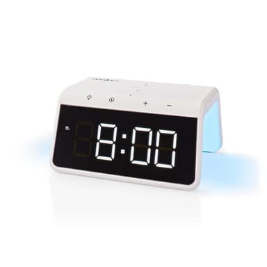 Nedis Alarm clock wireless charger | Qi sertifisert | 5 / 7.5 / 10 / 15 W | USB-A Han | Nattlys | 2 Alarmtider | slumrefunksjon