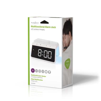 Nedis Alarm clock wireless charger | Qi sertifisert | 5 / 7.5 / 10 / 15 W | USB-A Han | Nattlys | 2 Alarmtider | slumrefunksjon