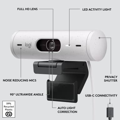 Logitech Brio 500 webkamera (off white)