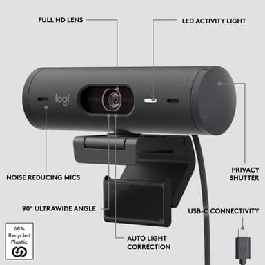 Logitech Brio 500 webkamera (grafitt)