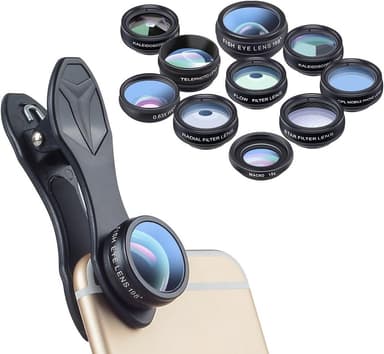 APEXEL 10-i-1 Premium Linsepakke Kompatibel med Smartphones - Utbyttbare Linser