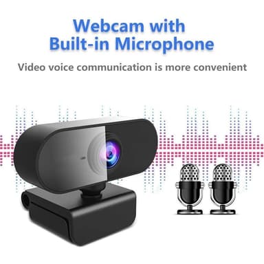 USB Webcam Full HD 1080p 30FPS med mikrofon Rotatable 360grades Base og 45 karakterer tilt 2MP