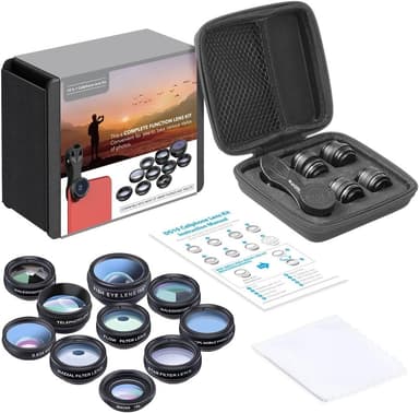APEXEL 10-i-1 Premium Linsepakke Kompatibel med Smartphones - Utbyttbare Linser