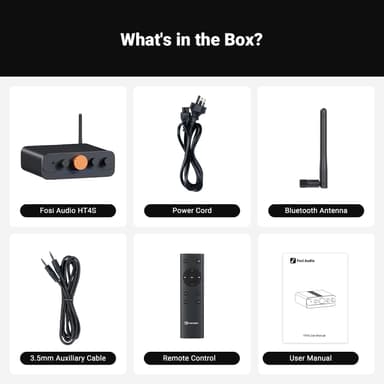 Fosi Audio HT4S Bluetooth-forsterker for utendørshøyttalere, 4-kanals effektforsterker