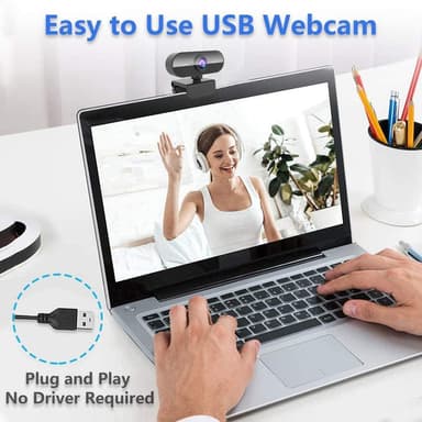 USB Webcam Full HD 1080p 30FPS med mikrofon Rotatable 360grades Base og 45 karakterer tilt 2MP