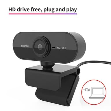USB Webcam Full HD 1080p 30FPS med mikrofon Rotatable 360grades Base og 45 karakterer tilt 2MP