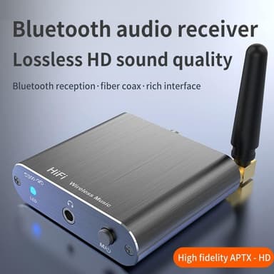 NÖRDIC Bluetooth 5.2 Mottaker, HiFi AUX Optisk Koaksial Utgang, Trådløs Lydadapter for Hjemmestereo, Hodetelefoner og Høyttalere