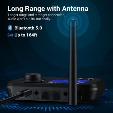 NÖRDIC Bluetooth 5.0 sendermottaker, lydadapter for 2 hodetelefoner Lang rekkevidde
