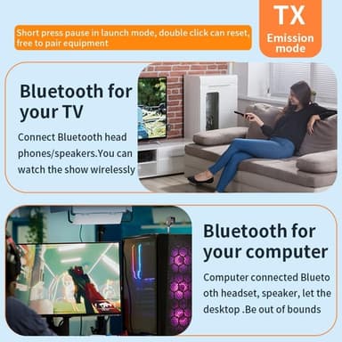 NÖRDIC 2-i-1 Bluetooth 5.3 Mottaker Sender Adapter 3.5mm Jack For Bil Musikk PC Lyd Aux Hodesett