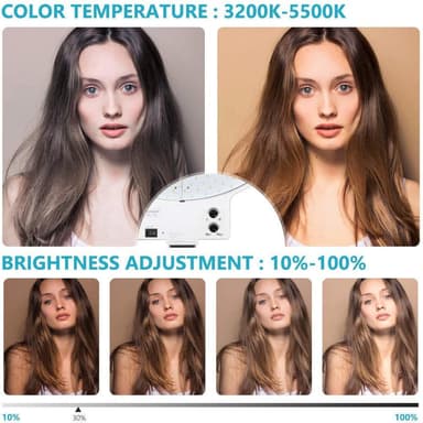 Studio LED Ring Lamp Selfie 48cm Diameter Dimmable Justerbar med bredde på farger og 2M Stand Ring Light Studio