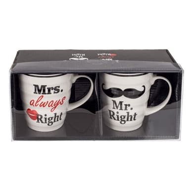 Porselenskrus - Mr Right & Mrs Always Right