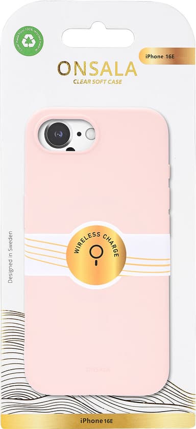 Onsala iPhone 16E silikondeksel (rosa)