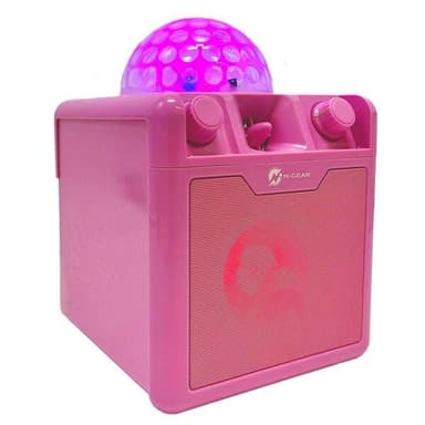 N-Gear Disco Block 410 bærbar karaokehøyttaler med Bluetooth og innebygd diskolys - Rosa