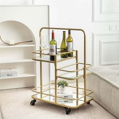 Serveringsvogn / Drikkevogn i Messing og Glass - Elegant Design for Hjem og Kontor