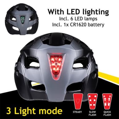 Dunlop sykkelhjelm med LED 58-61 cm