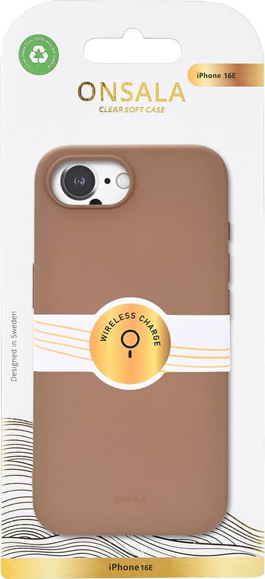 Onsala iPhone 16E silikondeksel (sjokolade)