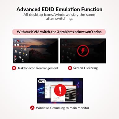 AV Access KD-E10 Dockingstasjon & KVM Switch for 2 datamaskiner til 2 skjermer HDMI 4K60Hz, 100W PD, 3 x USB, 1G Ethernet, SD, 3.5 mm AUX Audio EDID