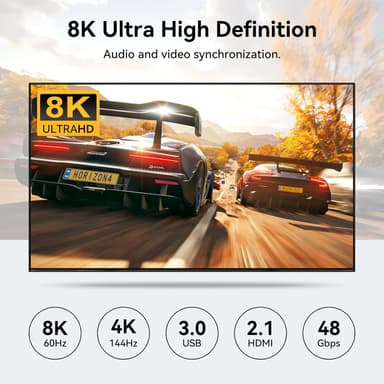 NÖRDIC HDMI KVM-switch 4 datamaskiner 1 skjerm 8K 60Hz 4K 144/120Hz USB-enheter
