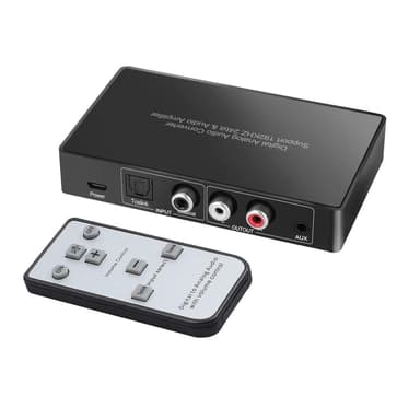 NÖRDIC digital til analog lydkonverter Mini DAC, TOSLINK og koaksial til RCA L / R Audio og 3,5 mm AUX-utgang med fjernkontroll D / A-konverter