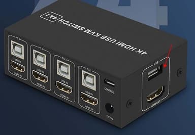 NÖRDIC KVM Switch 4 PC til 1 HDMI 4K 60Hz og 4xUSB HDCP 2.2