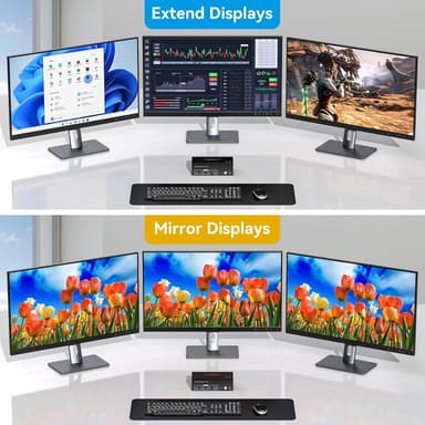 NÖRDIC HDMI 2.1 KVM-switch 2 datamaskiner 3 skjermer 8K60Hz 4K144Hz Trippel skjerm 4 USB 3.0 for 2 PC dele 3 skjermer