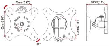 NÖRDIC Full Motion Fleksibelt Veggfeste 10-24"" Vesa  75x75, 100x100
