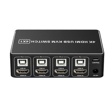 NÖRDIC KVM Switch 4 PC til 1 HDMI 4K 60Hz og 4xUSB HDCP 2.2