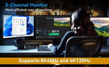 NÖRDIC HDMI 2.1 KVM-switch 2 datamaskiner 3 skjermer 8K60Hz 4K144Hz Trippel skjerm 4 USB 3.0 for 2 PC dele 3 skjermer