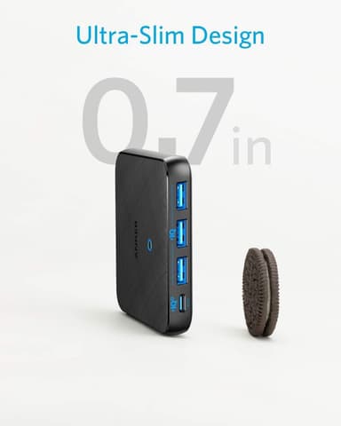Anker PowerPort Atom III Slim GaN Vegglader, 3XUSB-A 1XUSB-C porter 65W maks, 4-porter, PIQ 3.0, for bærbare datamaskiner, nettbrett og smarttelefoner
