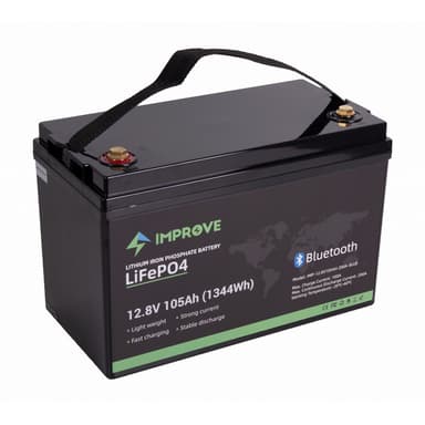 IMPROVE Lithium Batteri 12V 105Ah (LiFePO4) BMS 200A - BLUETOOTH