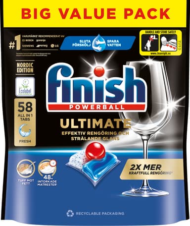 Finish Ultimate alt-i-ett-oppvasktabletter (58 stk.)