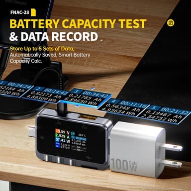 FNIRSI FNAC-28 USB-tester for nøyaktig strøm- og spenningsmåling