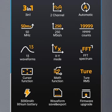 FNIRSI 2C53TH 3 i 1 oscilloskop, multimeter og signalgenerator 2,8"" LCD-skjerm for perfekt bildekvalitet