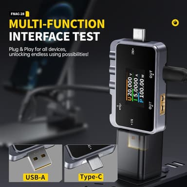 FNIRSI FNAC-28 USB-tester for nøyaktig strøm- og spenningsmåling
