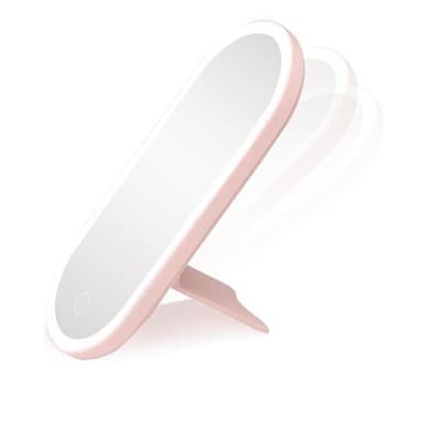 Bærbart sminkespeil med LED og oppbevaring - Rosa