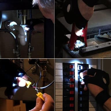Hanske med lampe - belysning på tommel/pegefinger