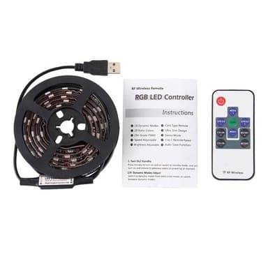 Tv belysning Usb med fjernkontroll - 12W 60 LEDs SMD 5050 RGB 1x1m