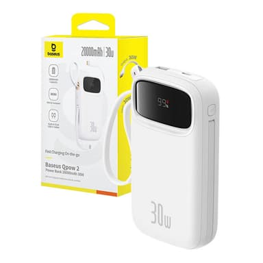 Powerbank Baseus QPow 2 20000mAh 30W 2xUSB-C (hvit)