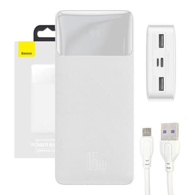 Powerbank Baseus Bipow 20000mAh, 15W (hvit)