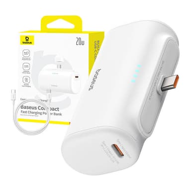Powerbank Baseus Compact 5000mAh, 20W, USB-C (biły)