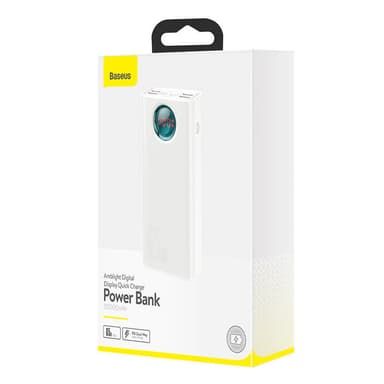 Powerbank Baseus Amblight 30000mAh, 4xUSB, USB-C, 65W (hvit)