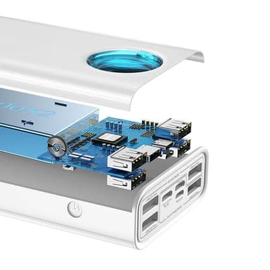 Powerbank Baseus Amblight 30000mAh, 4xUSB, USB-C, 65W (hvit)